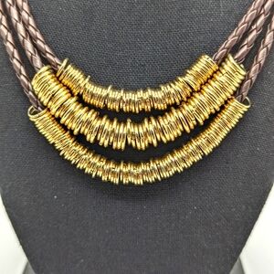 Black Braided Stran and Gold Ringed Necklace    NWOT